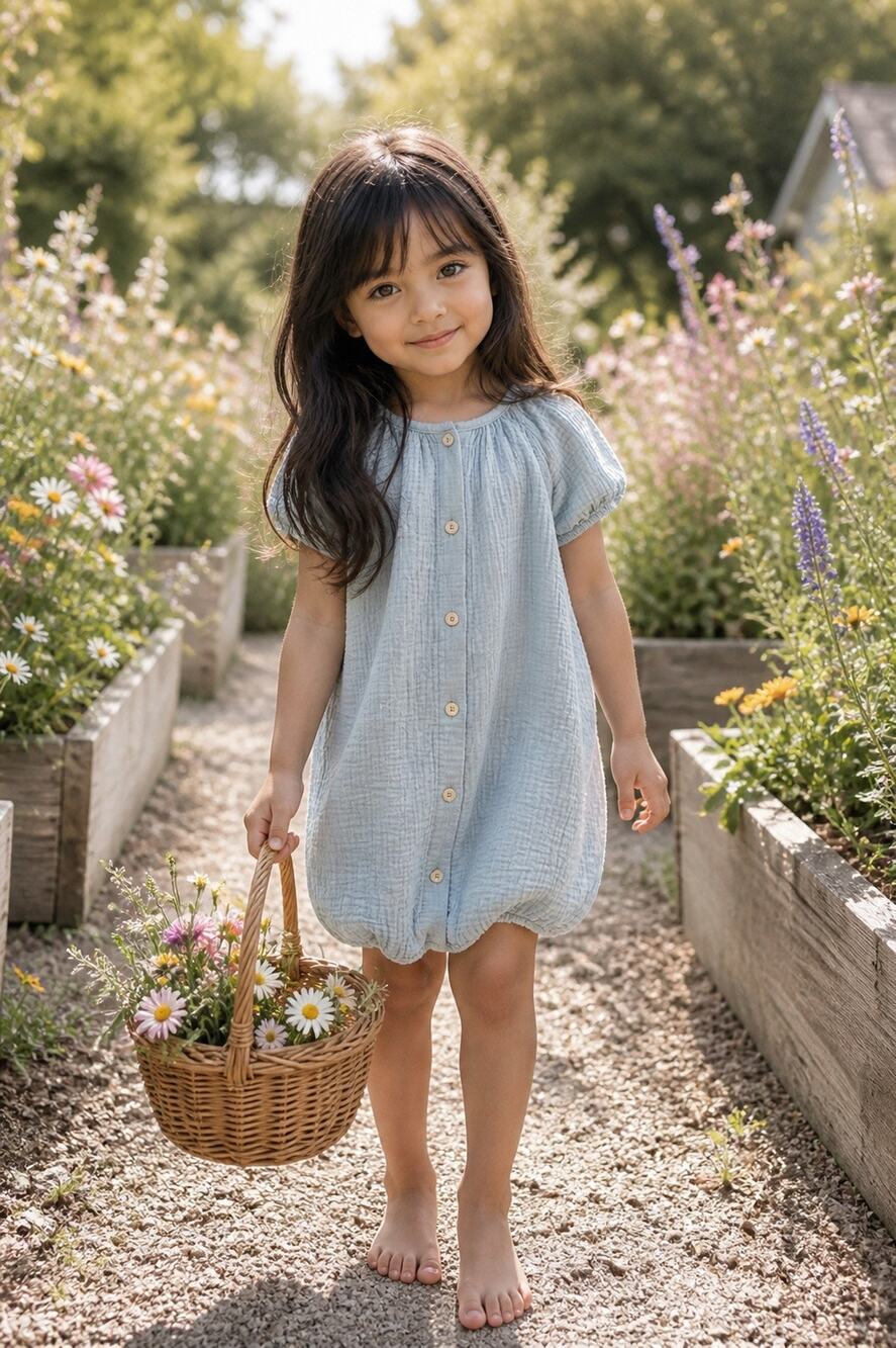Simple Days Minimalist Gauzy Muslin Romper Playsuit 4T
